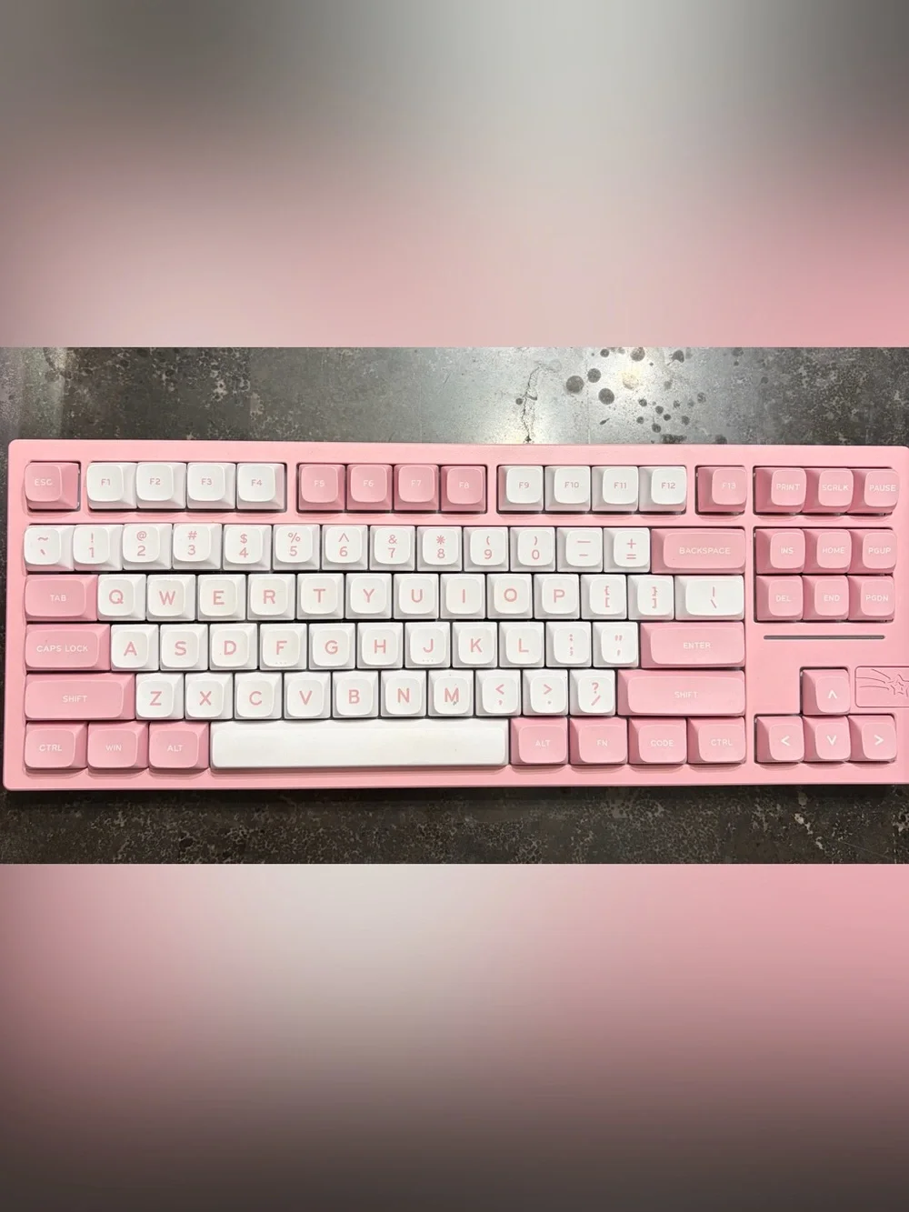 Pink & White Mechanical Gaming Keyboard - Stylish Compact Layout